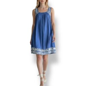 4/$20 Calypso St. Barth Embroidered Cotton Dress Blue - XS